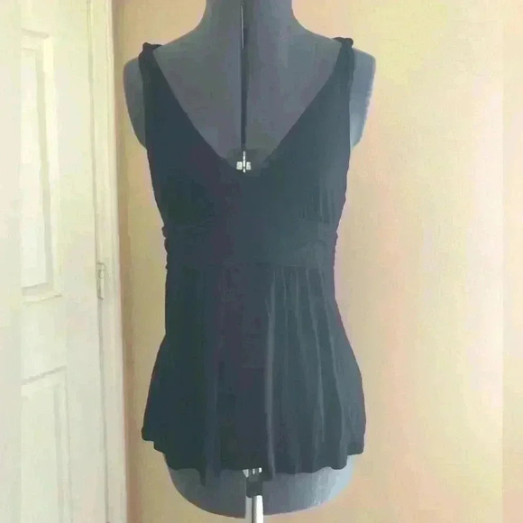 BANANA REPUBLIC BLACK RACER BACK COTTON BLEND TANK TOP WOMEN M - Picture 1 of 4